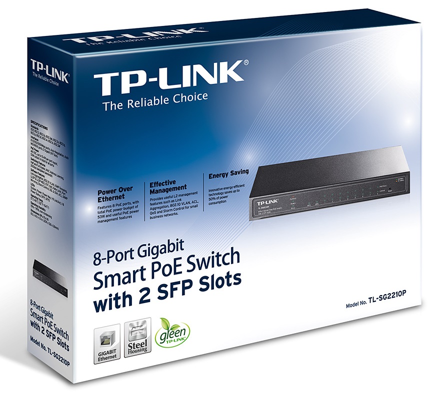 TP-Link TL-SG2210P 8xGb 61W POE Smart switch, 2xSFP Omada SDN 