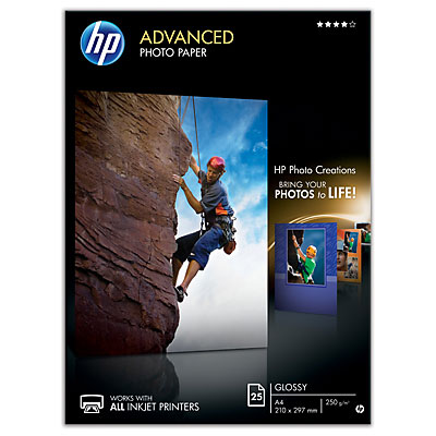 HP Advanced Glossy Photo Paper-25 sht/ A4/ 210 x 297 mm,  250 g/ m2,  Q5456A