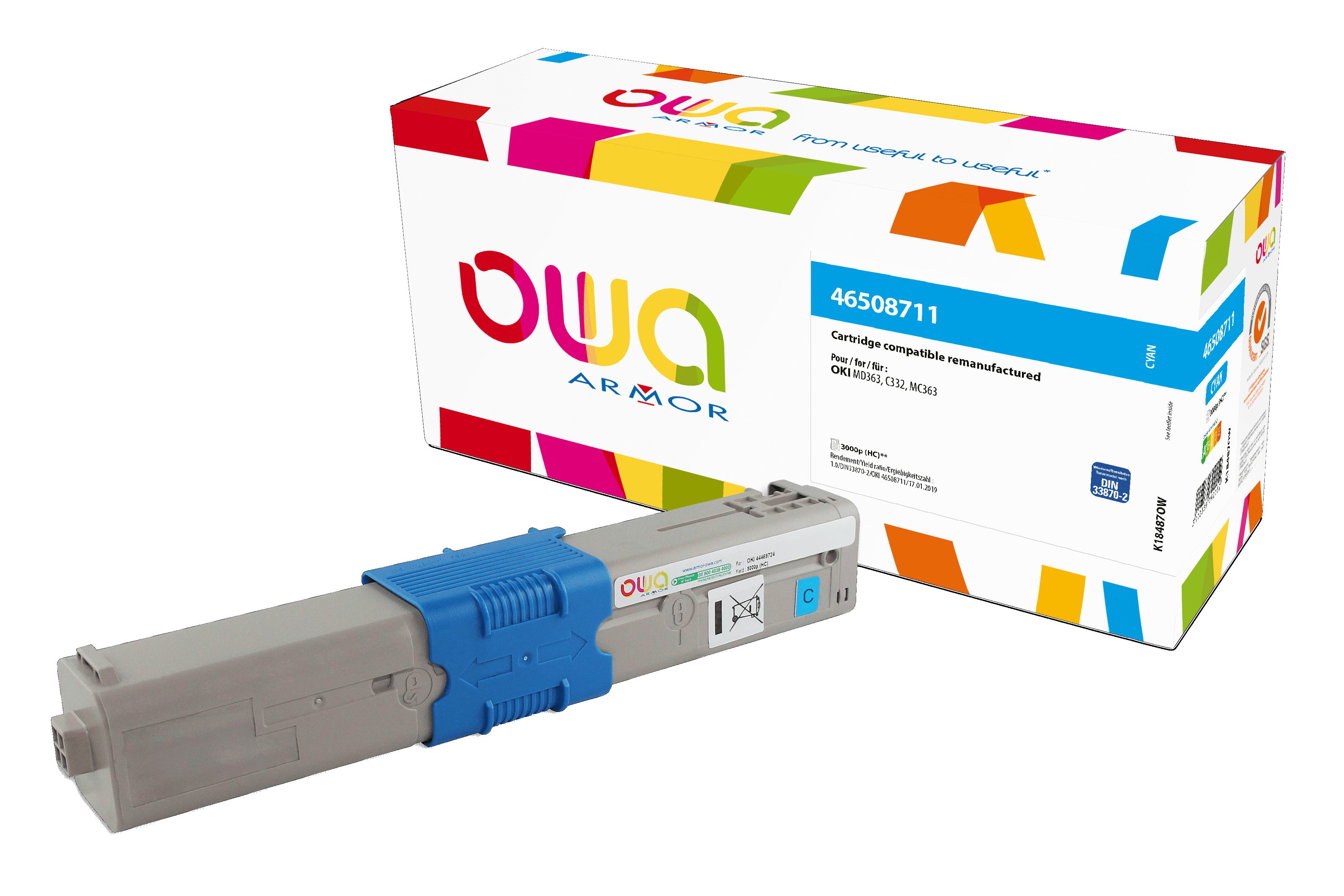 OWA Armor toner kompatibilný s OKI 46508711, 3000st, modrá/ cyan