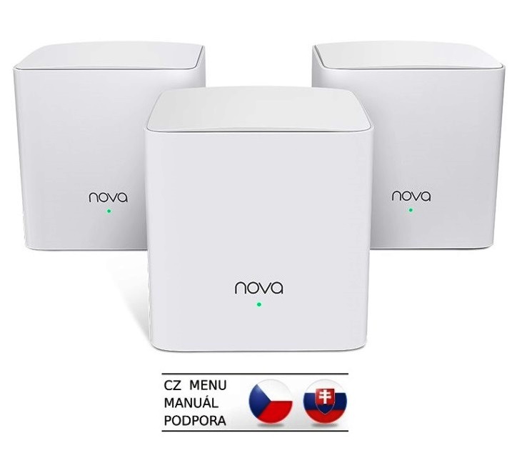 Tenda Nova MW5c (3-pack) WiFi AC1200 Mesh Gigabit system Dual Band, 6x GLAN/ GWAN, SMART CZ aplikace