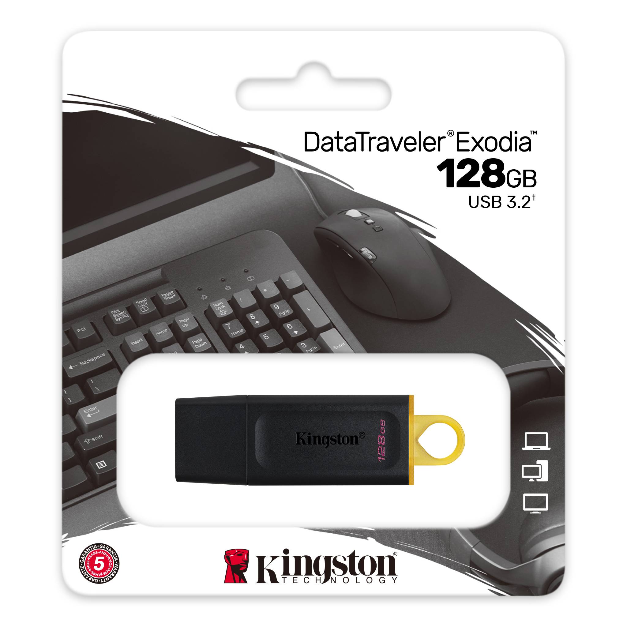 Kingston DataTraveler Exodia/ 128GB/ USB 3.2/ USB-A/ Žlutá 