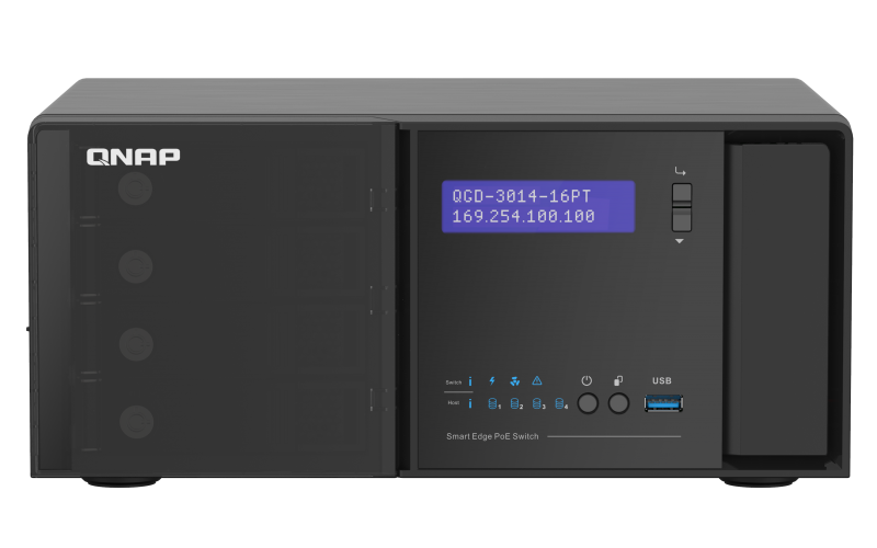 QNAP QGD-3014-16PT-8G (4C/ Celeron J4125/ 2-2, 7GHz/ 8GBRAM/ 4xSATA/ 3xUSB3.0/ 14x1GbE/ 2xGbE+SFP/ 2xHDMI/ 16xPoE+)