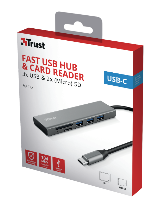 TRUST HALYX FAST USB-C HUB & CARD READER 