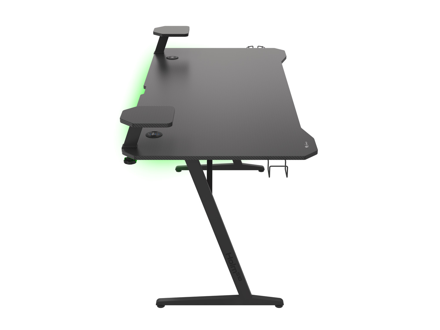 Genesis Holm 510 RGB - herní stůl s RGB podsvícením, 160x75cm, 3xUSB 3.0, bezdrátová nabíječka 