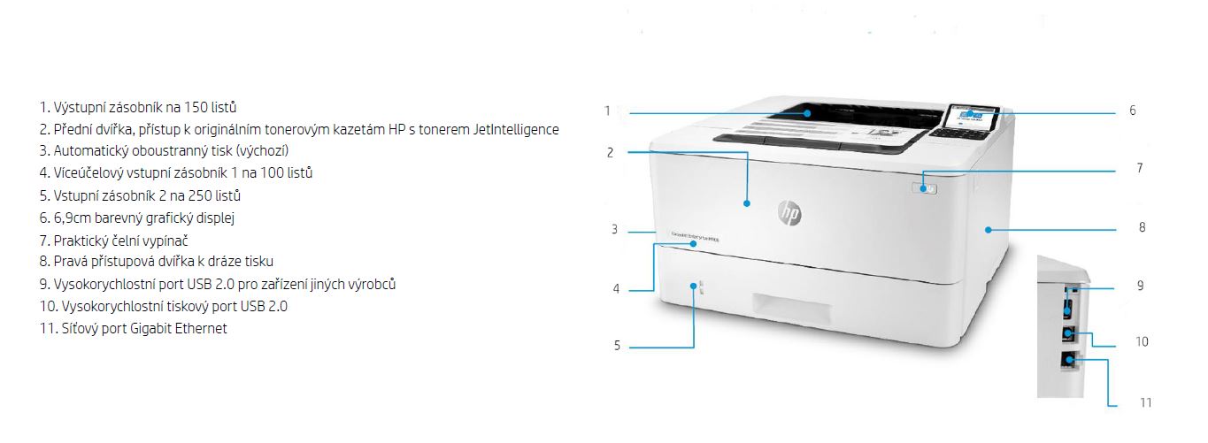 HP LaserJet Enterprise/ M406dn/ Tlač/ Laser/ A4/ LAN/ USB 