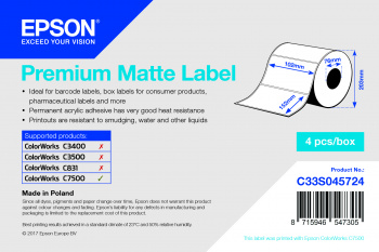 Epson Premium Matte Label - Die-cut Roll: 102mm x 152mm, 800 labels
