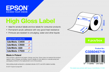 Epson High Gloss Label - Die-cut Roll: 102mm x 152mm, 800 labels