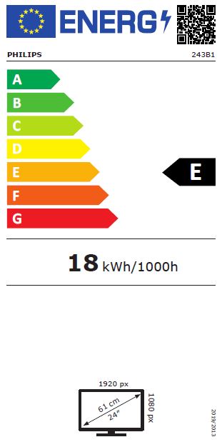 Philips/ 243B1/ 00/ 23, 8"/ IPS/ FHD/ 75Hz/ 4ms/ Black/ 3R 