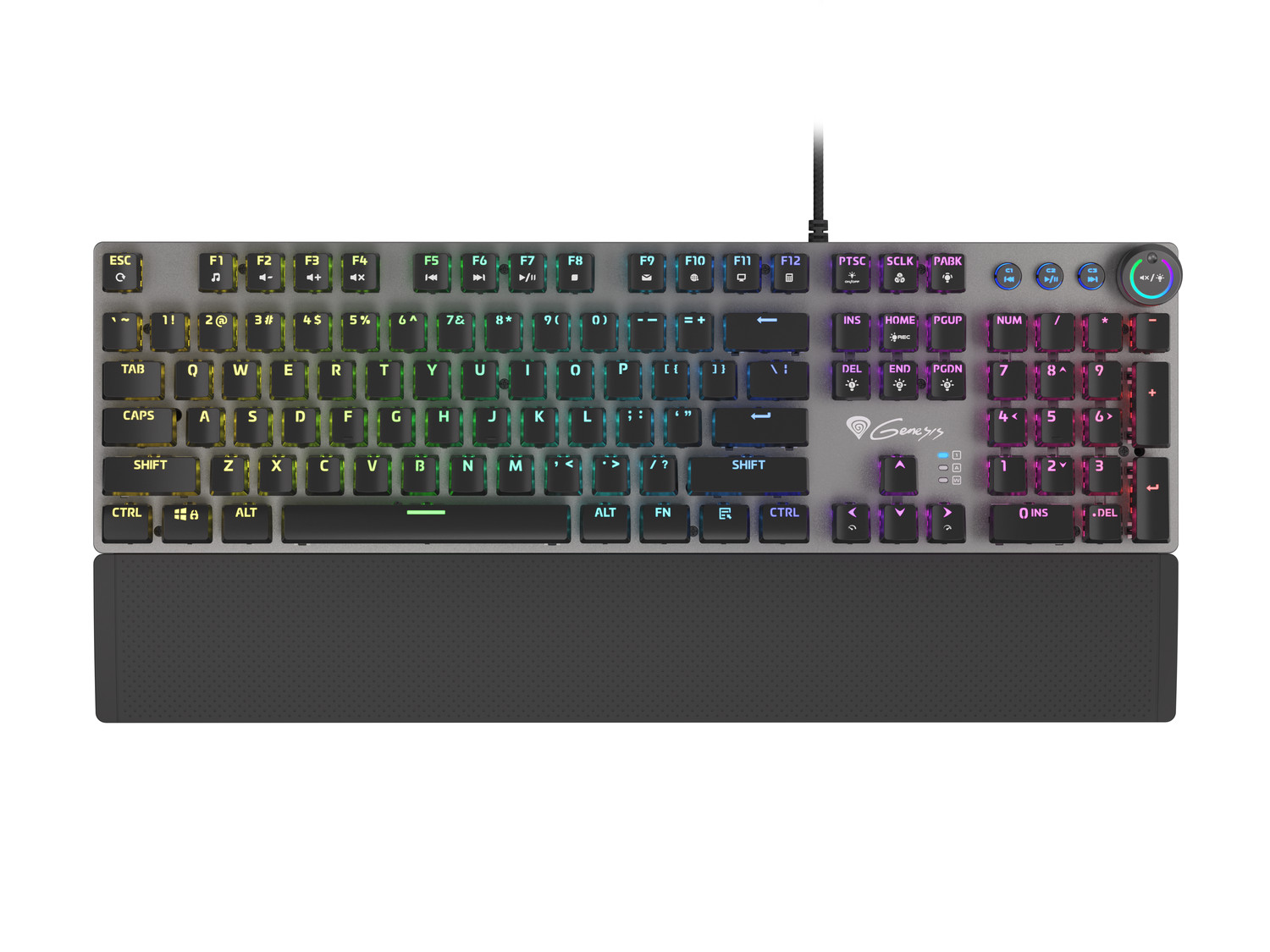 Genesis herná mechanická klávesnica THOR 401/ RGB/ Kailh Brown/ Drôtová USB/ US layout/ Čierna