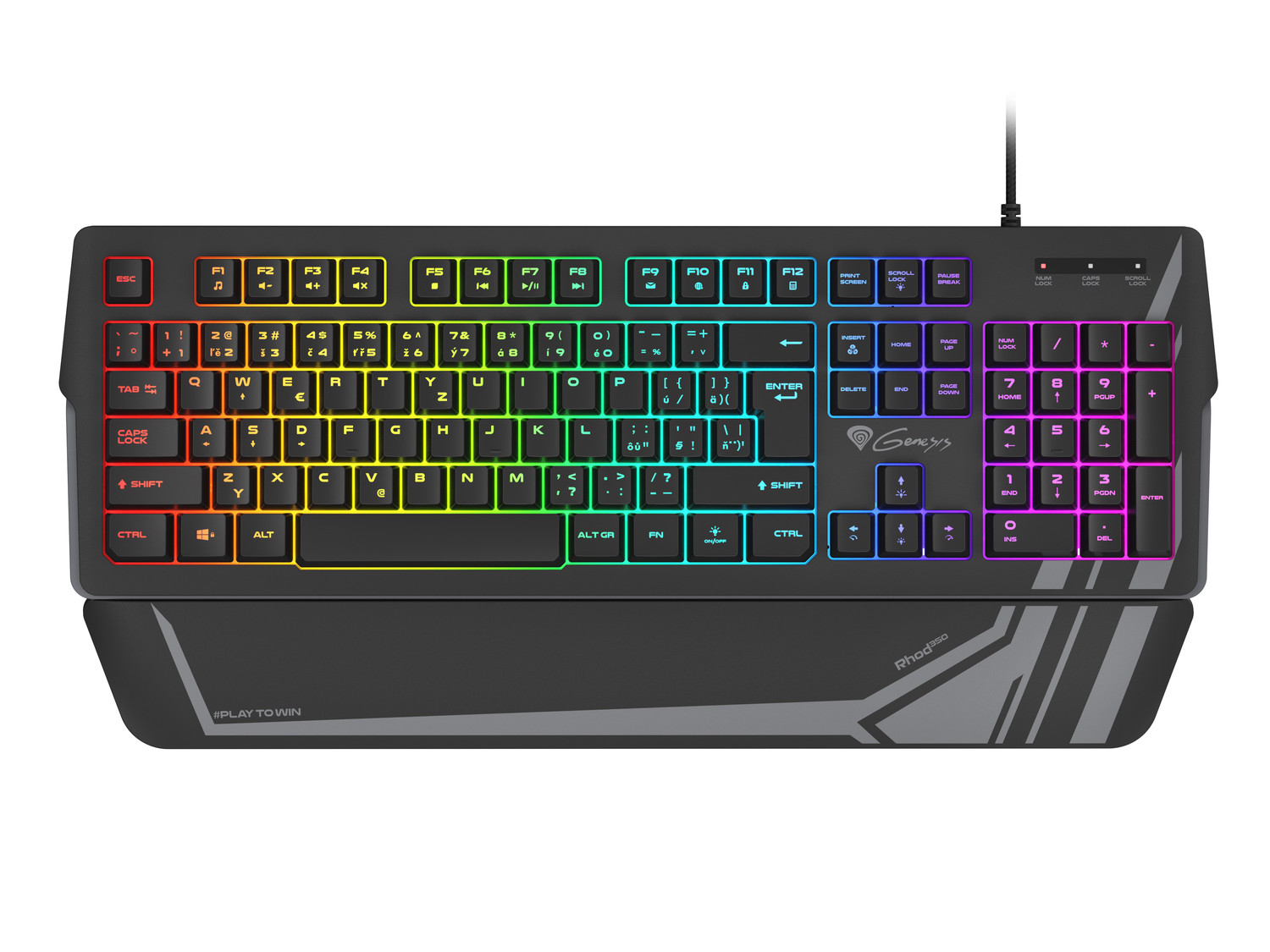 Genesis herní klávesnice RHOD 350/ RGB/ Drátová USB/ CZ/ SK layout/ Černá