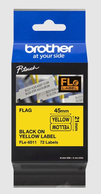 Brother FLE-6511, erná na žlté, 21 mm šírka 
