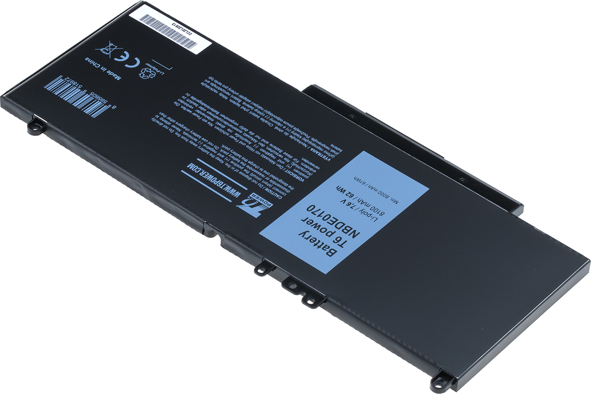 Batéria T6 Power Dell Latitude E5270, E5470, E5570, Precision 15 3510, 8100mAh, 62Wh, 4cell, Li-pol 