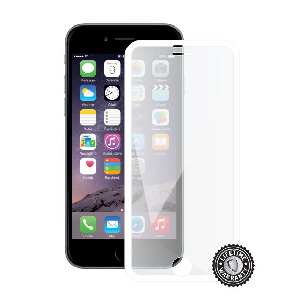 Screenshield™ APPLE iPhone 6/ 6S Tempered Glass protection display (full COVER white metalic frame)