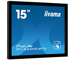 15" iiyama TF1534MC-B7X: TN, XGA, capacitive, 10P, 370cd/ m2, VGA, DP, HDMI, IP65, černý 