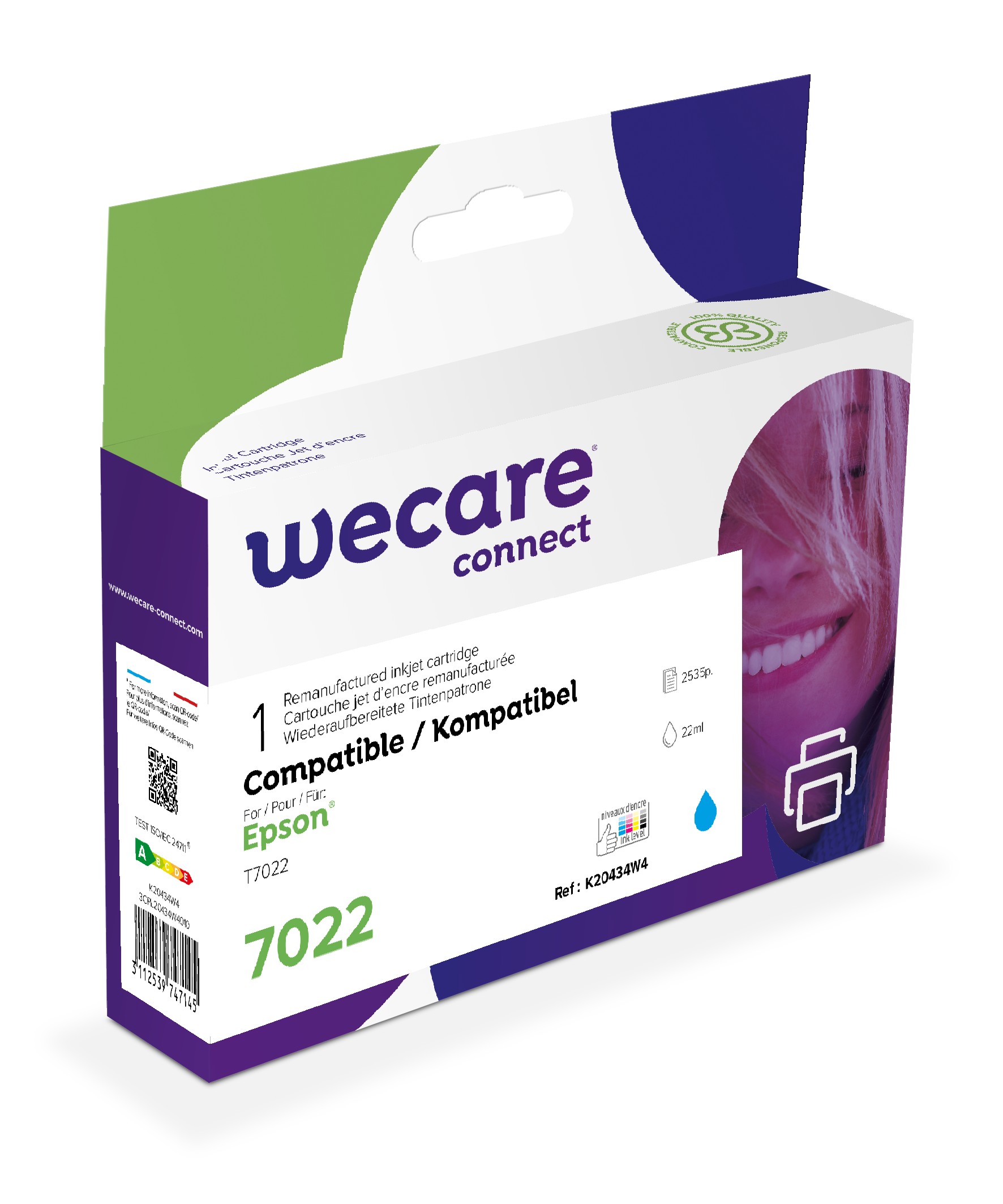 WECARE ARMOR ink kompatibilný s EPSON C13T70224010, modrá/ cyan