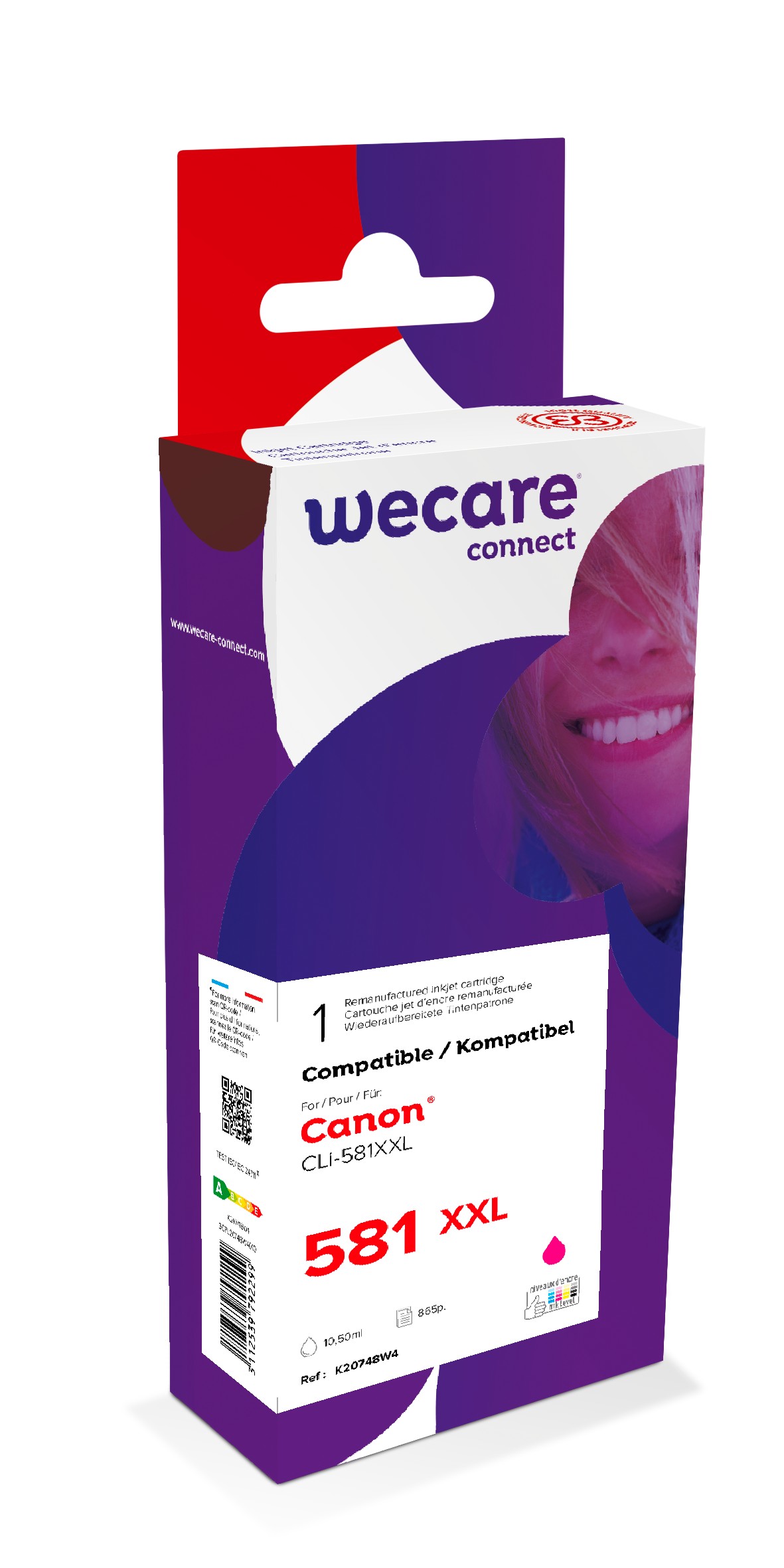 WECARE ARMOR ink kompatibilný s CANON CLi-581XXLM, červená/ magenta