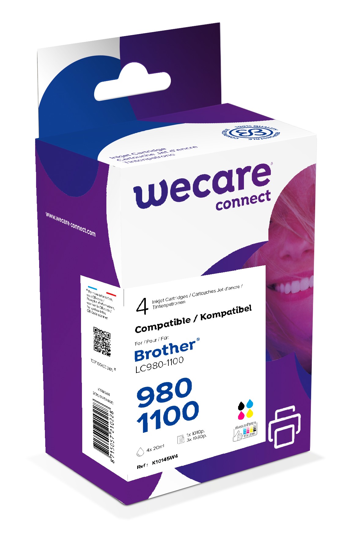 WECARE ARMOR ink kompatibilný s BROTHER LC-980/ 1100, čierna/ CMY