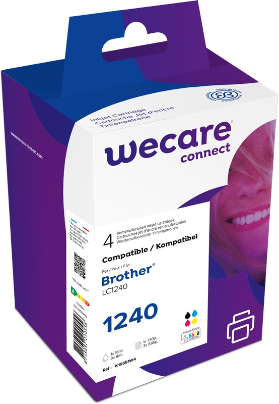 WECARE ARMOR ink sada kompatibilná s BROTHER LC-1240 VAL BP, čierna/ CMY