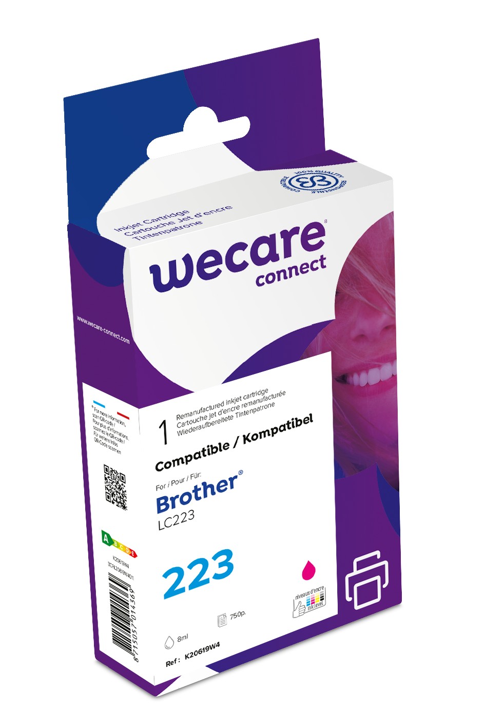 WECARE ARMOR ink kompatibilný s BROTHER LC-223M, červená/ magenta