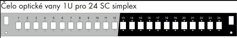 Čelo optickej vane 1U pre 24 SC simplex BK