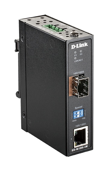 D-Link DIS-M100G-SW 10/ 100/ 1000 Mbps to SFP Industrial Media Converter