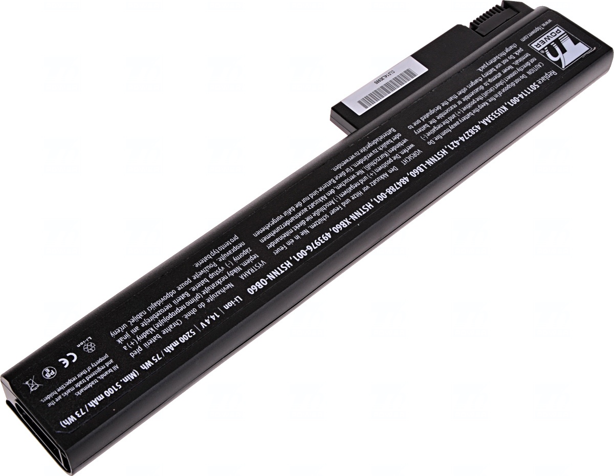 Batéria T6 Power HP Compaq 8530p, 8530w, 8540p, 8540w, 8730p, 8730w, 8740w, 5200mAh, 74Wh, 8cell 