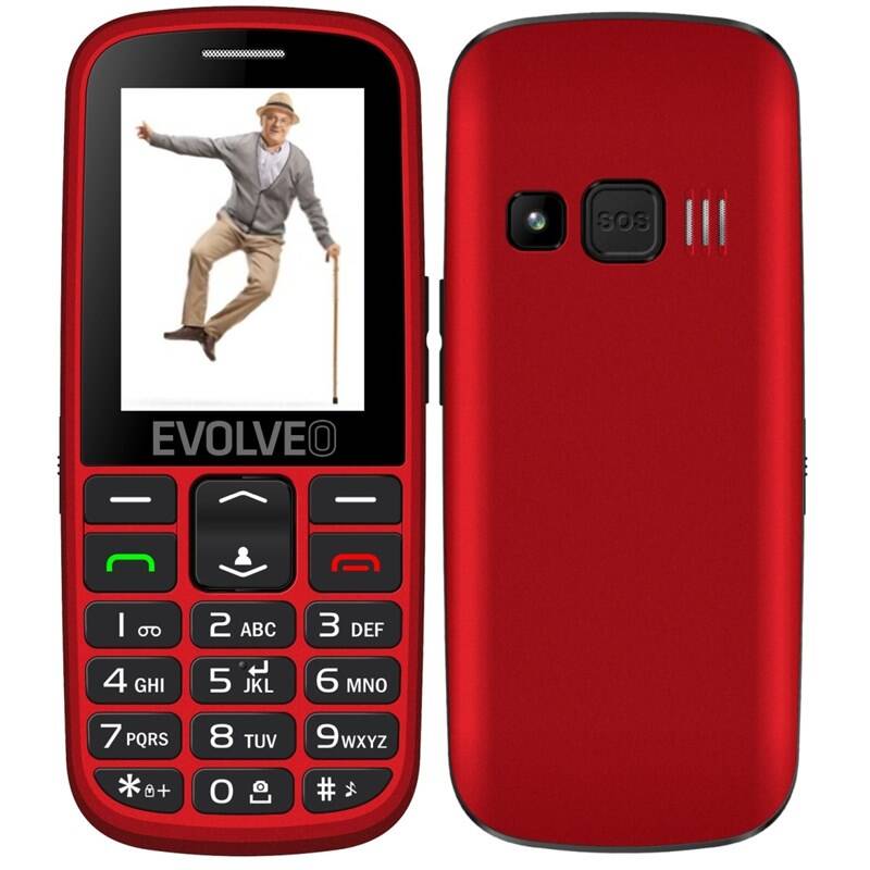 EVOLVEO EasyPhone EG, mobilný telefón pre seniorov s nabíjacím stojanom (červená farba)