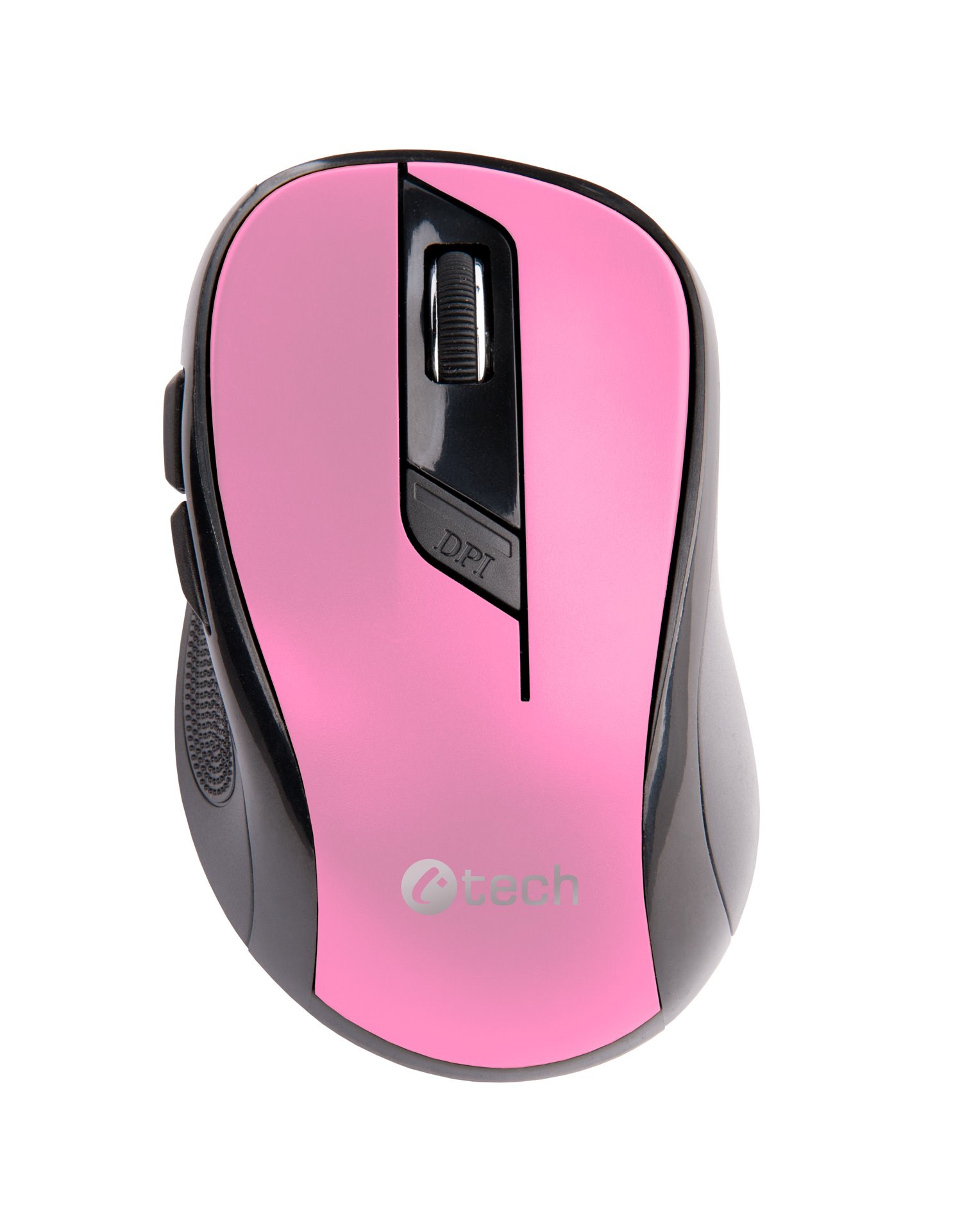 Myš C-TECH WLM-02P, čierno-ružová, bezdrôtová, 1600DPI, 6 tlačidiel, USB nano receiver 