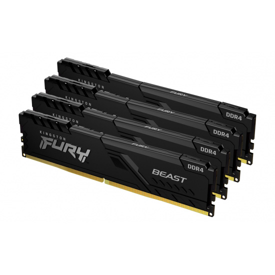 KINGSTON DIMM DDR4 64GB (Kit of 4) 2666MT/s CL16 FURY Beast Černá 