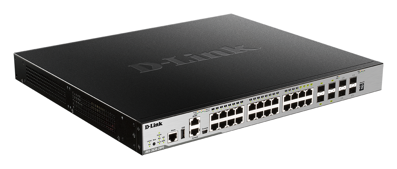 D-Link DGS-3630-28PC/ SI L3 24Gb PoE, 4x10G SFP+ 