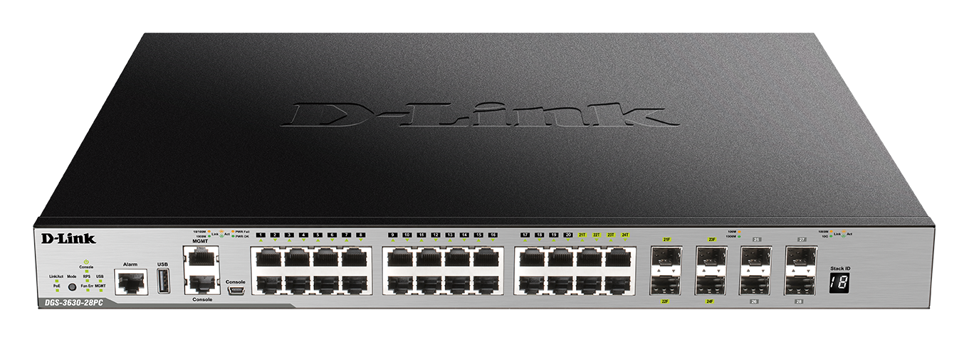 D-Link DGS-3630-28PC/ SI L3 24Gb PoE, 4x10G SFP+