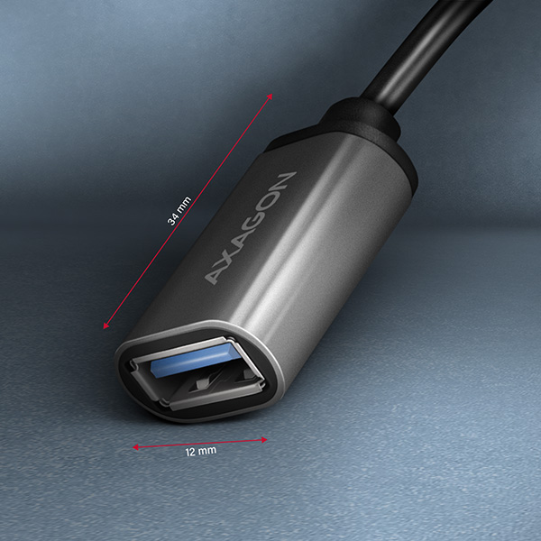 AXAGON RUCM-AFAC, káblová redukcia USB-C (M) <-> USB-A (F), 20cm, USB 3.2 Gen 1, 3A, ALU 