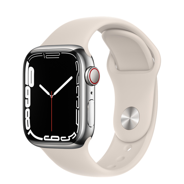 Apple Watch S7 Cell/ 45mm/ Silver/ Šport Band/ Starlight