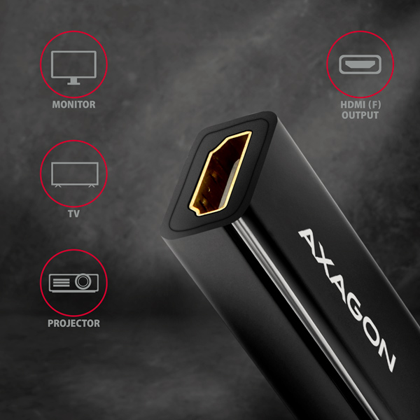 AXAGON RVDM-HI14N, Mini DisplayPort -> HDMI 1.4 redukcia / adaptér, 4K/ 30Hz 