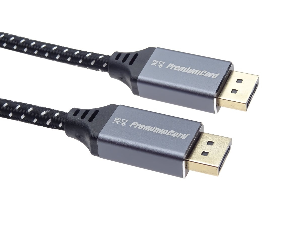 PremiumCord DisplayPort 1.4 přípojný kabel, kovové a zlacené konektory, 1m 