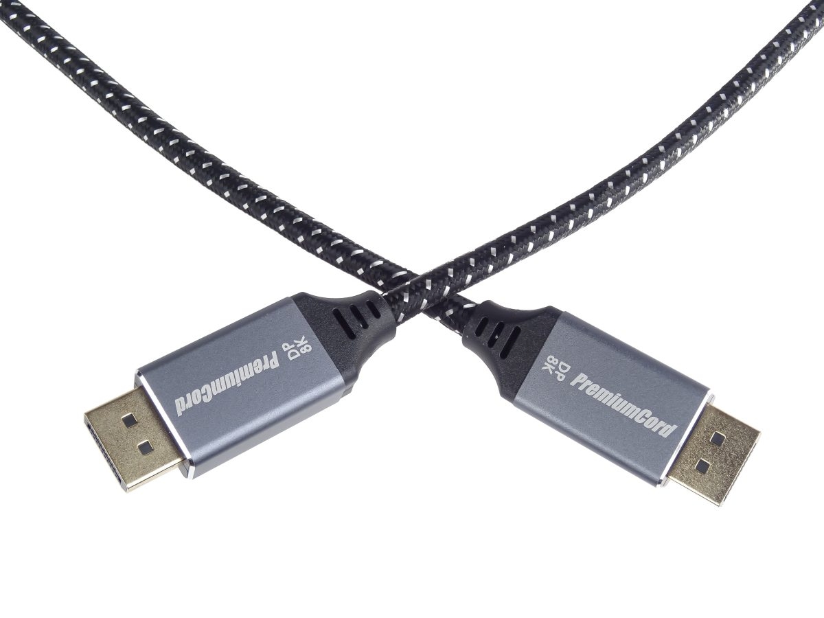 PremiumCord DisplayPort 1.4 prípojný kábel, kovové a pozlátené konektory, 3m 