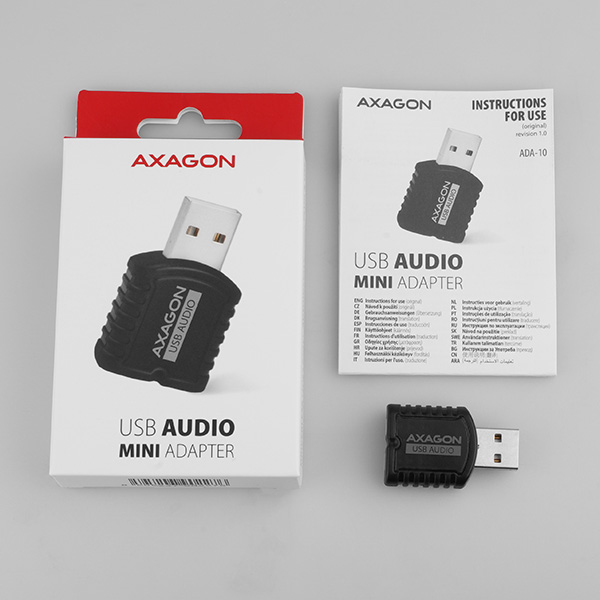 AXAGON ADA-10, USB 2.0 - externá zvuková karta MINI, 48kHz/ 16-bit stereo, vstup USB-A 