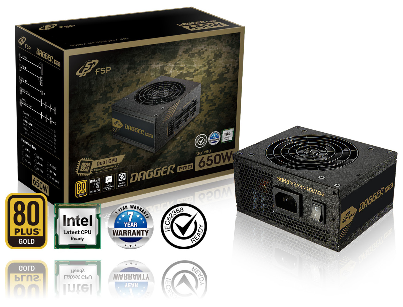 FSP/ Fortron SFX+ATX DAGGER PRE 650W, 80PLUS GOLD, modular