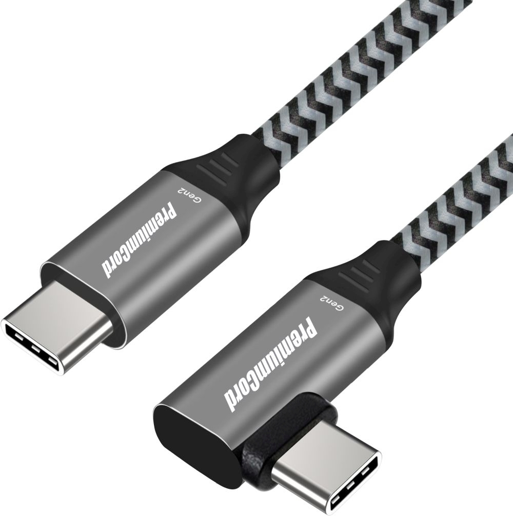 PremiumCord USB-C 3.2 gen 2, zahnutý, oplet, 0, 5m 