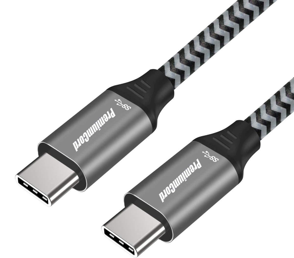 PremiumCord Kábel USB 3.2 Gen 1 USB-C male - USB-C male, bavlnený oplet, 2m 