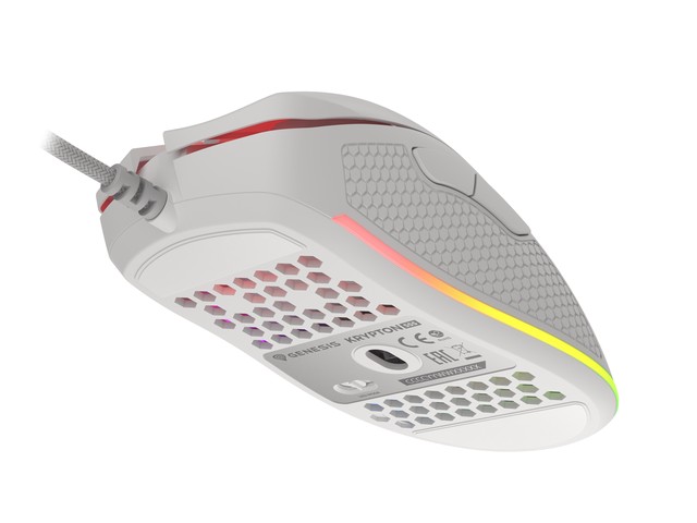 Genesis herná optická myš KRYPTON 555/ Herná/ Optická/ Drôtová USB/ Biela 