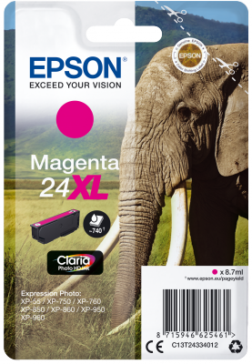 Epson Singlepack Magenta 24XL Claria Photo HD Ink