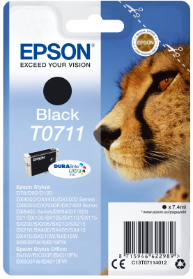 Epson Singlepack Black T0711 DURABrite Ultra Ink