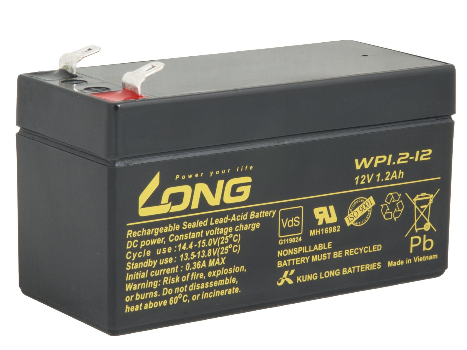 LONG batéria 12V 1, 2Ah F1 (WP1.2-12)