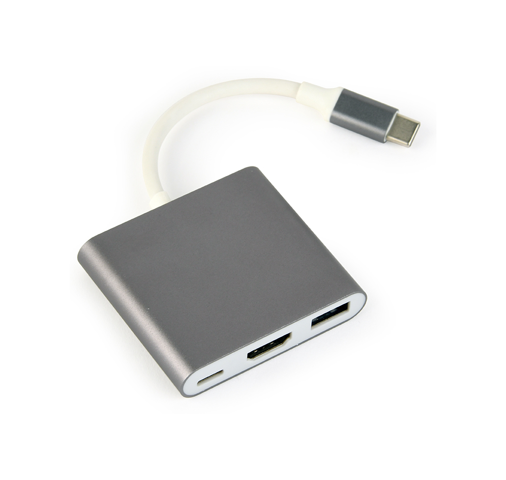 GEMBIRD Multi-adapter USB typu C, sivý