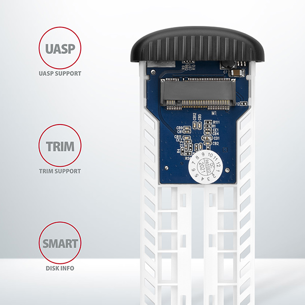 AXAGON EEM2-SA, USB micro-B 3.2 Gen 1 - M.2 SATA SSD kovový RIBBED box, bezskrutkový 