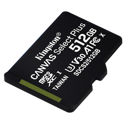 Kingston CANVAS SELECT PLUS/ micro SD/ 512GB/ 100MBps/ UHS-I U3 / Class 10 