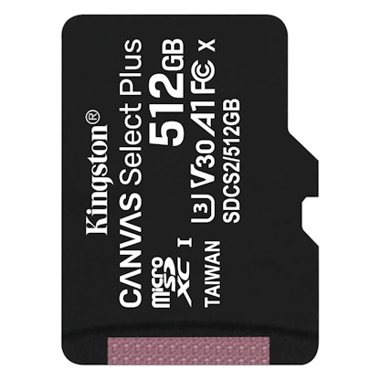 Kingston CANVAS SELECT PLUS/ micro SD/ 512 GB/ UHS-I U3 / Class 10