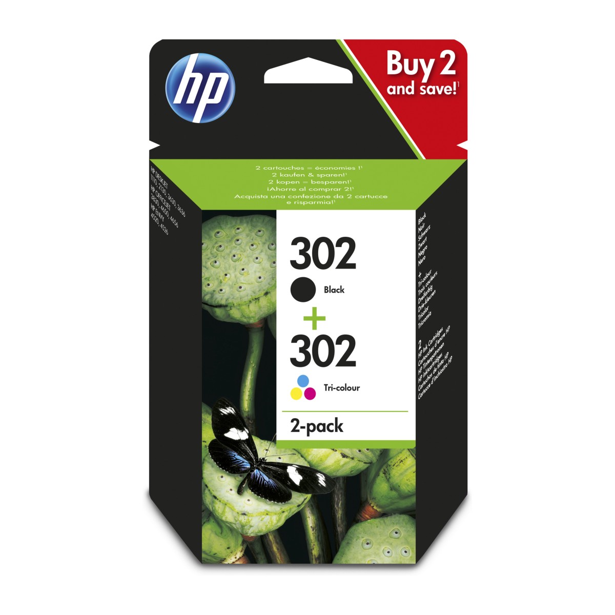 HP 302 combo čierna + farebná ink. náplň X4D37AE