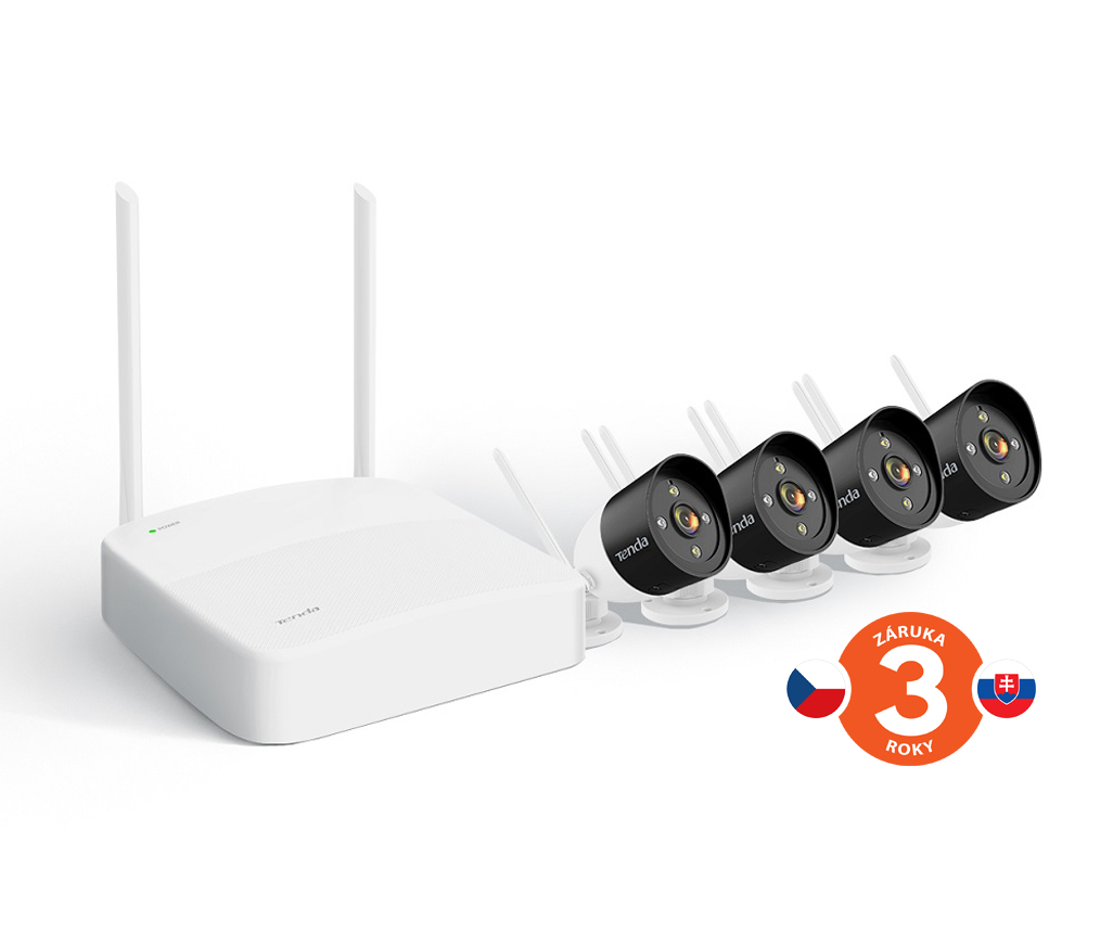 Tenda K4W-3TC - bezdrôtový Wi-Fi kamerový set 2K (3MP), NVR + 4x IP kamera s LED, CZ aplikácia